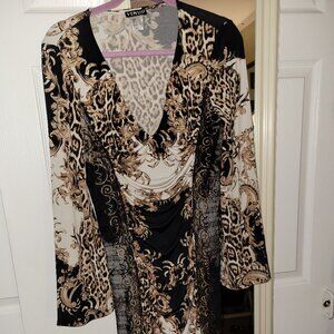 Venus ruched lace and animal print bodycon dress